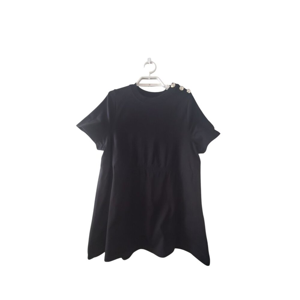 Sezane Rue Saint Fiacre black knit mini dress womens Small cotton